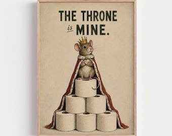 Funny Vintage Bathroom Decor, Funky Mouse Toilet Decoration, Quirky Humor Dopamine Poster