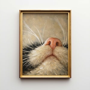 Primo piano del naso di gatto in bianco e nero, decorazione murale contemporanea con animali (download digitale)