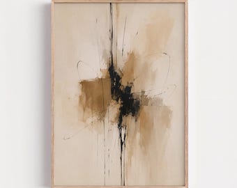 Neutral Abstract Wall Art, Beige Contemporary Minimalist Print, Modern Japandi Decor