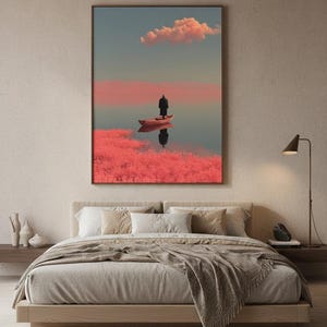 Surreal Art Print, Dreamlike Surreal Painting Pink Landscape | Wall Decor image 5