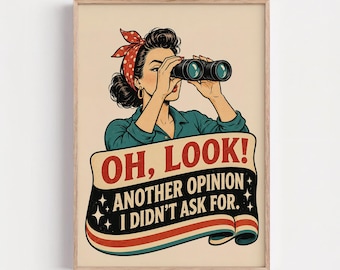 Funny Retro Quote Wall Art, Funky Retro Wall Art, Vintage Pin Up Print, Feminist Decor