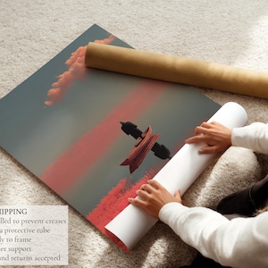 Surreal Art Print, Dreamlike Surreal Painting Pink Landscape | Wall Decor image 8