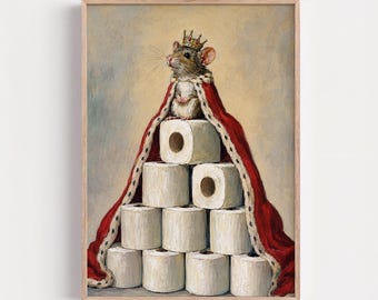 Funky Toilet Paper Art, Funny Vintage Bathroom Decor, Quirky & Dopamine Poster