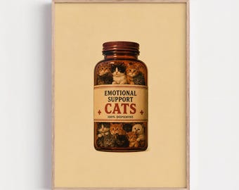 Emotional Support Cats Poster, Funny Cat Lover Gift