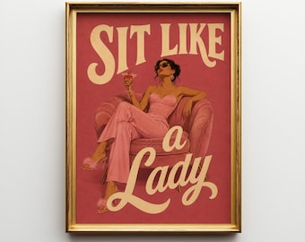 Pink Glam Poster, Feminine Wall Art, Dopamine Decor Print, Maximalist Girl Artwork, Retro Fashion Decor