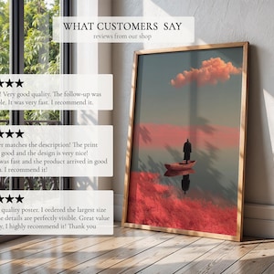 Surreal Art Print, Dreamlike Surreal Painting Pink Landscape | Wall Decor image 10