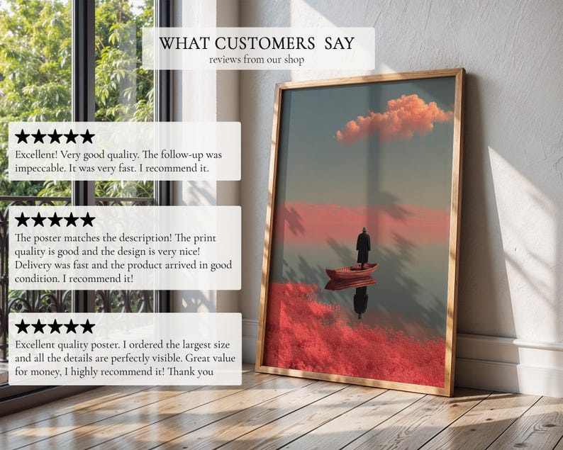 Surreal Art Print, Dreamlike Surreal Painting Pink Landscape | Wall Decor image 10