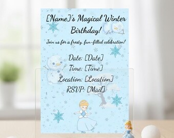 50% off SALE | Winter Princess Birthday Invitation - Magical Frozen Party Invite Digital Download - Buy 3 Get EXTRA Discount