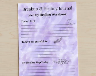 Breakup & Healing Journal 30 Day Healing Workbook Printable PDF