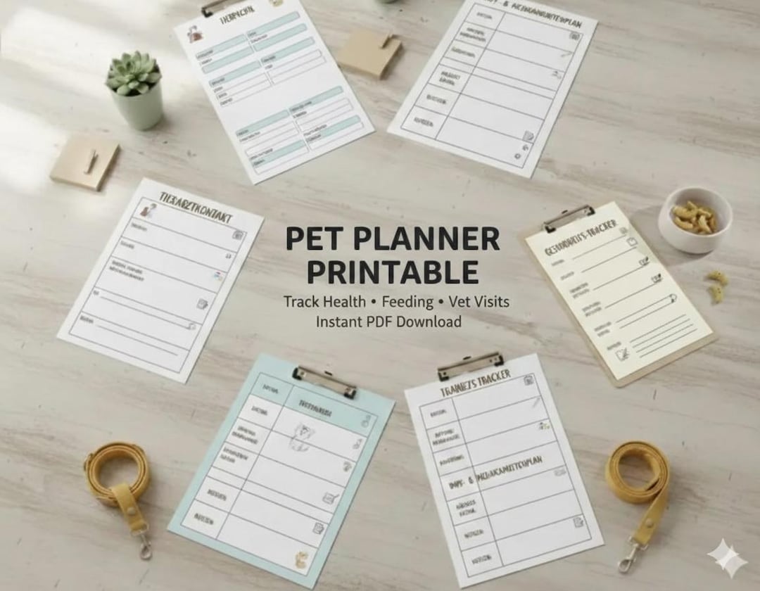 Pet Planner Printable | Pet Tracker Bundle | Dog & Cat Care Schedule ...