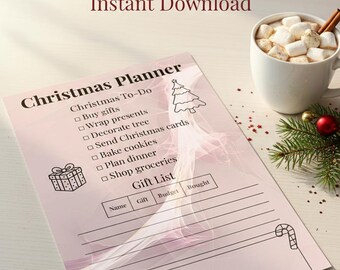 50% off SALE | Christmas Planner One Page - Editable Canva Printable PDF - Holiday ORGANIZER