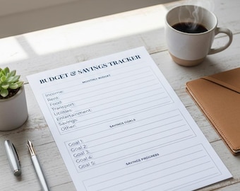 Budget & Savings Tracker, Editable Canva Template, Clean Minimalist Planner, Print Ready A4, Instant Download