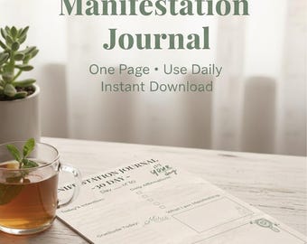 Manifestation Journal 30 Day Workbook – Printable Manifestation Planner, Self Love Journal, Instant Download