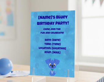 50% off SALE | Bluey Birthday Invitation Editable - Kids Puppy Party Invite Digital Download - Buy 3 Get EXTRA Discount