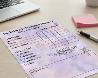 50% off SALE | Bachelorette Weekend Planner - Girls Trip Printable - Canva PDF ITINERARY