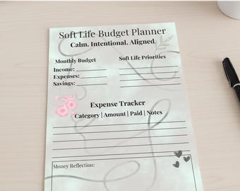 Soft Life Budget System Aesthetic Budget Planner Printable Canva PDF