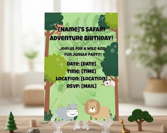 50% off SALE | Safari Jungle Birthday Invitation - Kids Adventure Party Invite Digital Download - Buy 3 Get EXTRA Discount