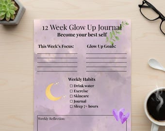 Glow Up Planner 12 Week Glow Up Journal Printable Canva PDF