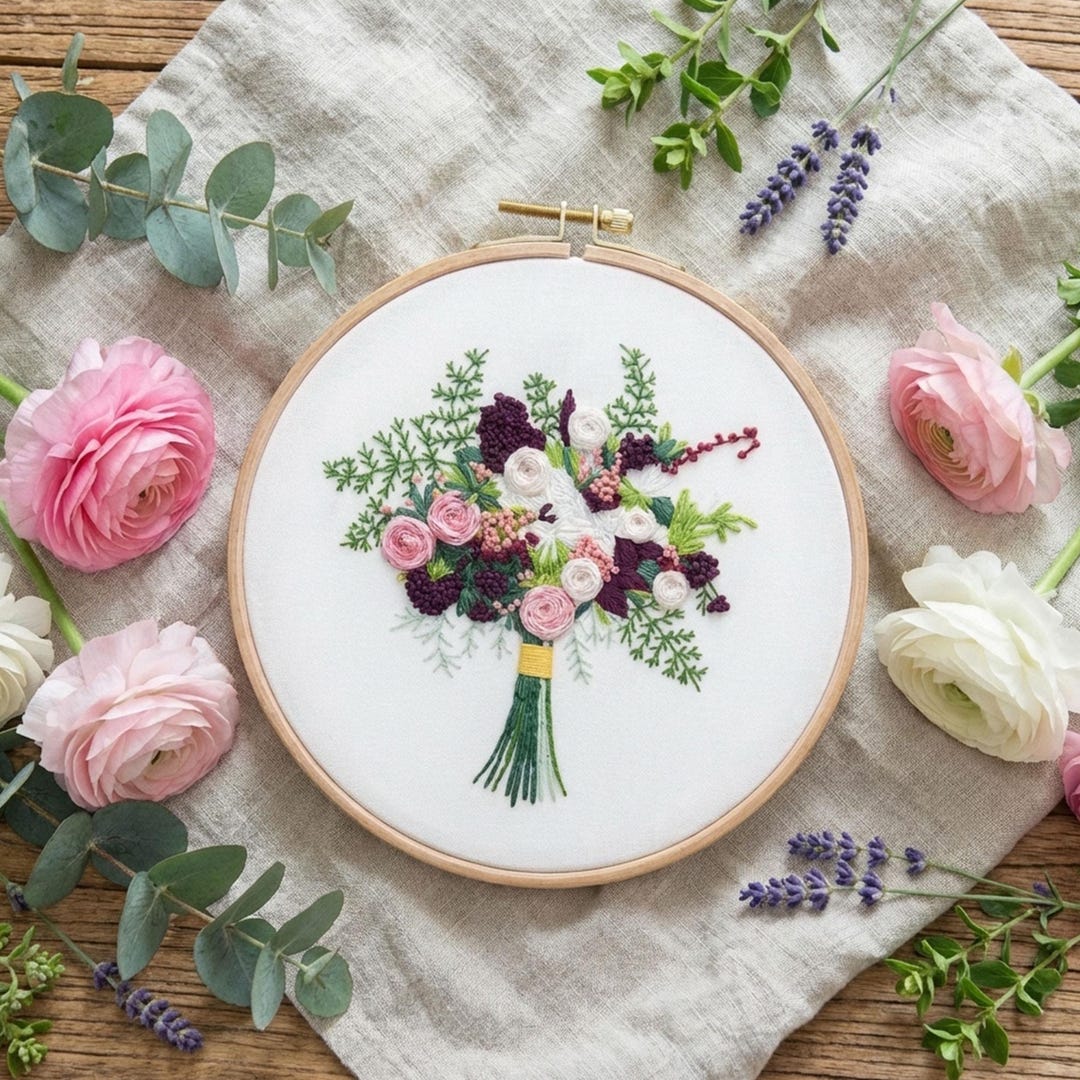 Colorful Floral Embroidery Hoop Art, Handmade Botanical Needlework Wall ...