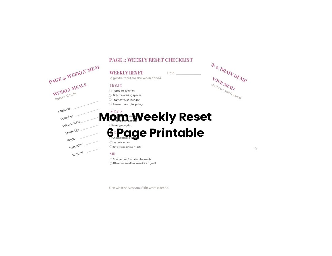Mom Weekly Reset Printable I Sunday Reset Checklist for Busy Moms I ...