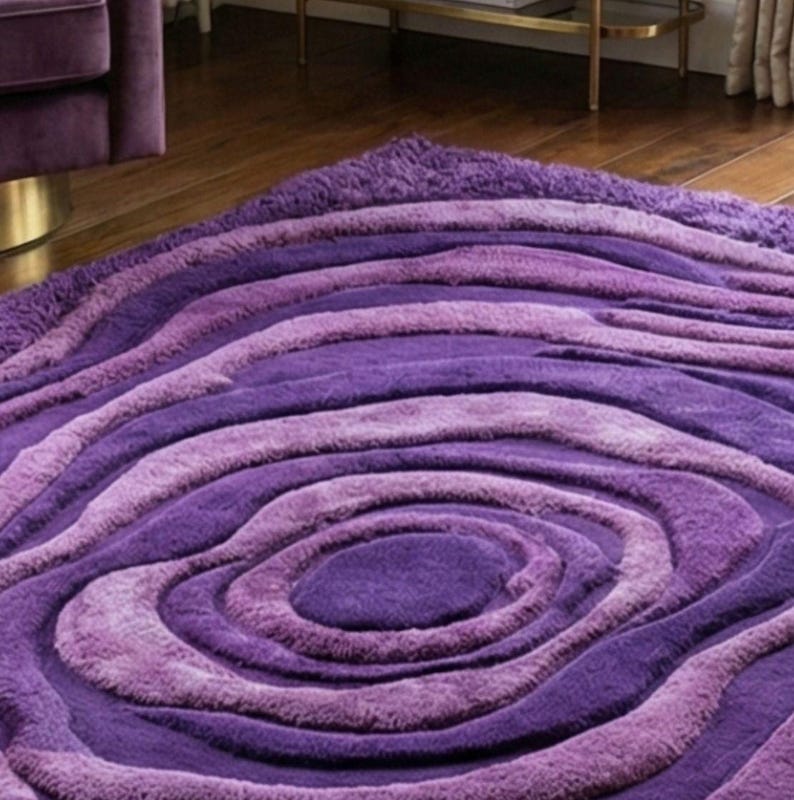 Hand Tufted Purple Abstract Rug | Sculpted Layered Wool Area Rug ...