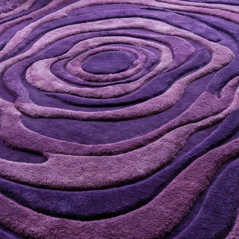 Hand Tufted Purple Abstract Rug | Sculpted Layered Wool Area Rug ...