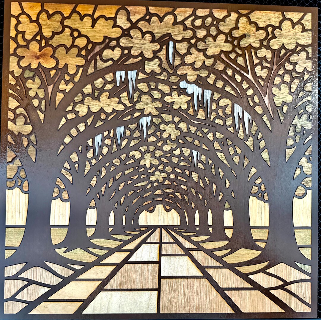 Oak Lined Road Laser Inlay File - Etsy