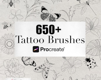 650+ Fine Line Tattoo Brushes for Procreate | Botanical Elements (Digital Download)