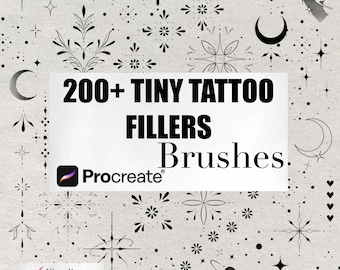 200+ Tiny Tattoo Fillers Brushes | Dots, Hearts, Moons, Ornaments & Sparkles | Procreate (Digital Download)