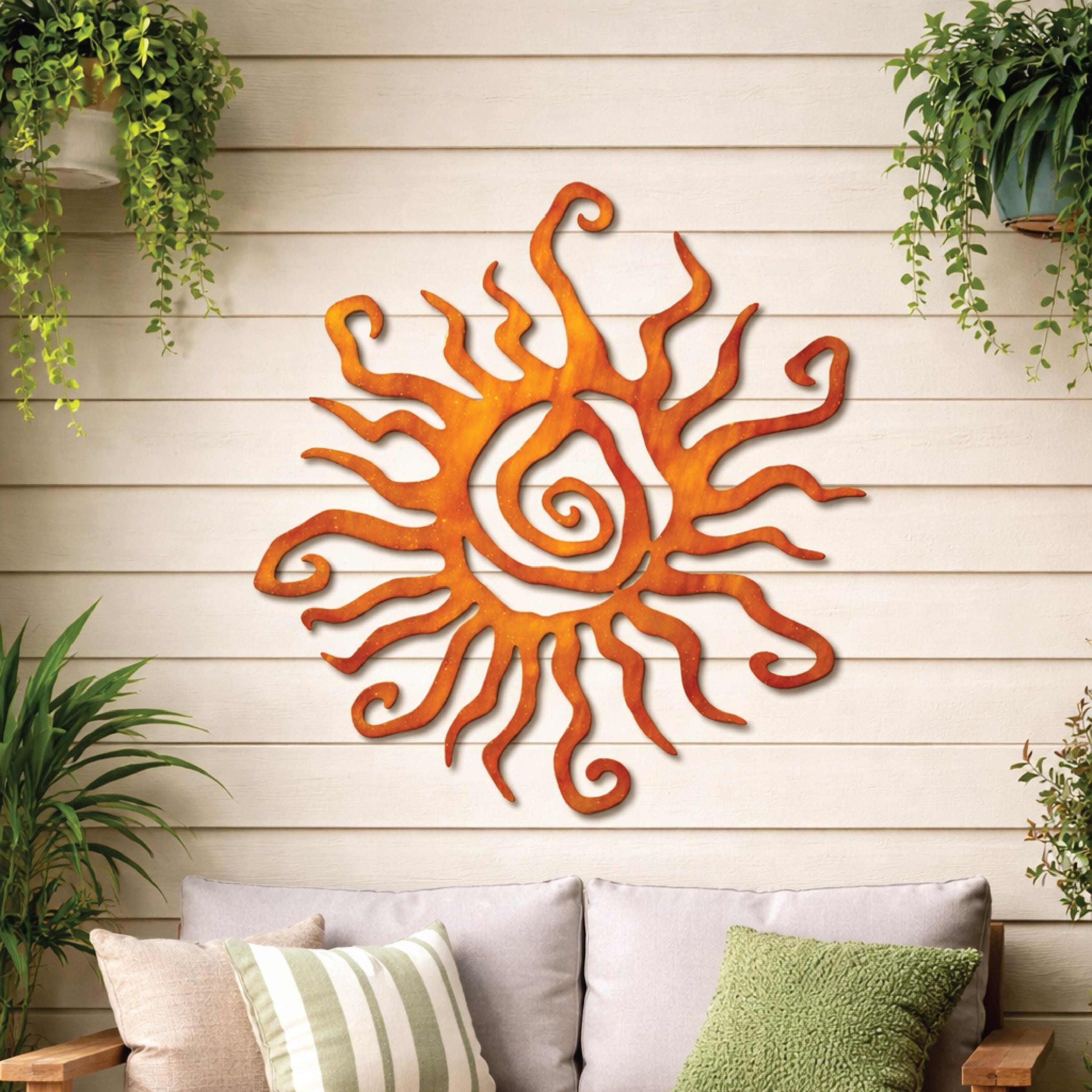 Outdoor Wall Decor | Metal Sun Wall Art | Wacky Sun Decor | Patio Metal
