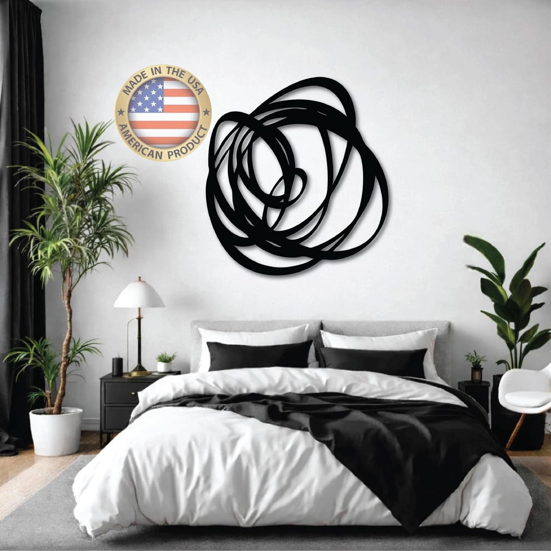 Abstract Line Metal Wall Art, Modern Minimalist Wall Decor, Black ...