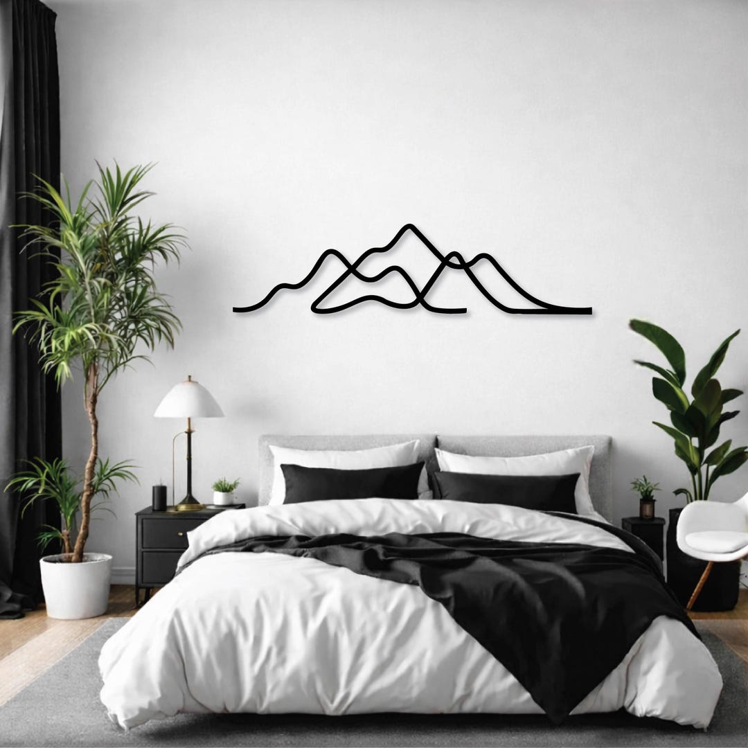 Minimalist Mountain Metal Wall Art, Cabin Decor - Etsy