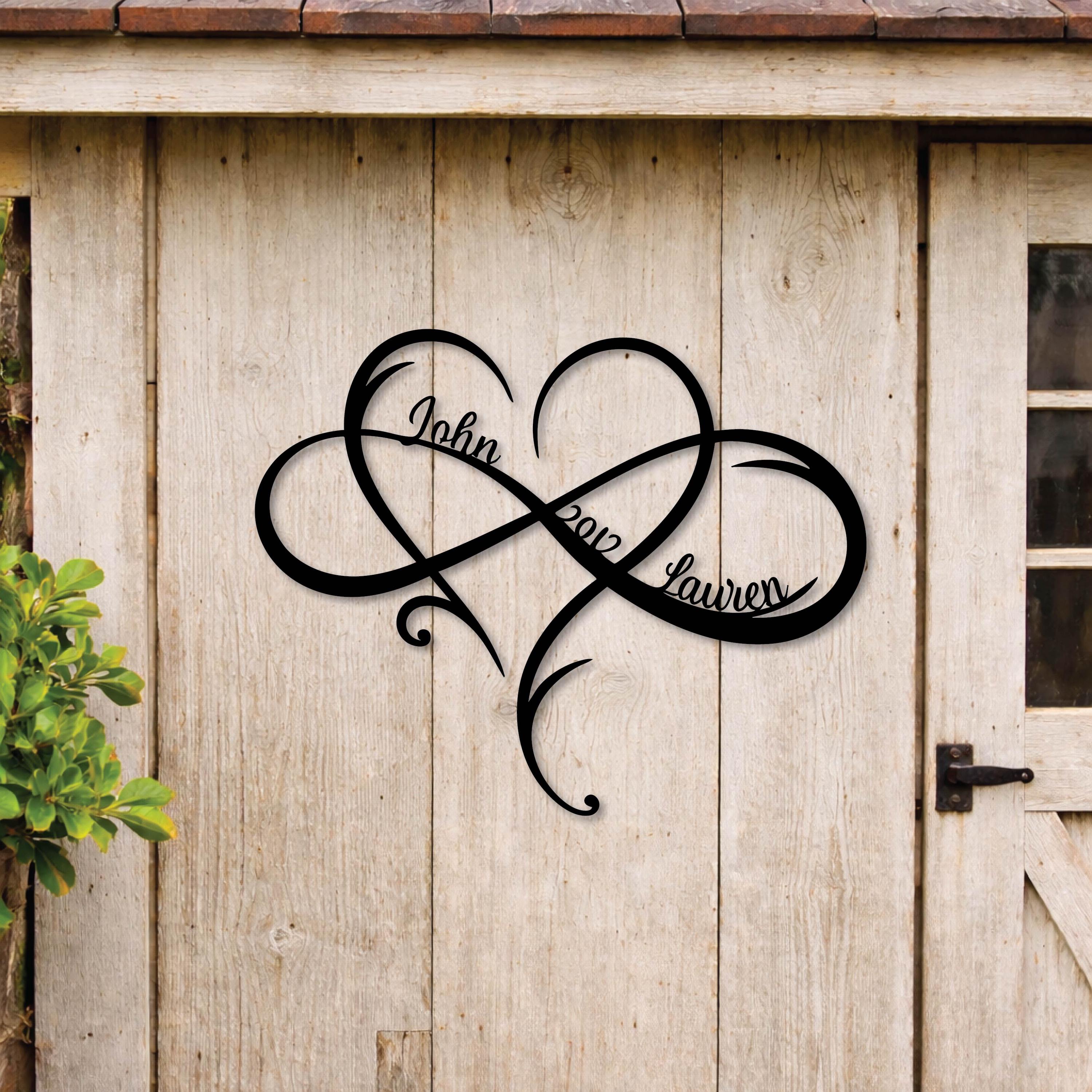 Personalized Infinity Heart Metal Wall Art | Custom Couple Name Sign - Etsy