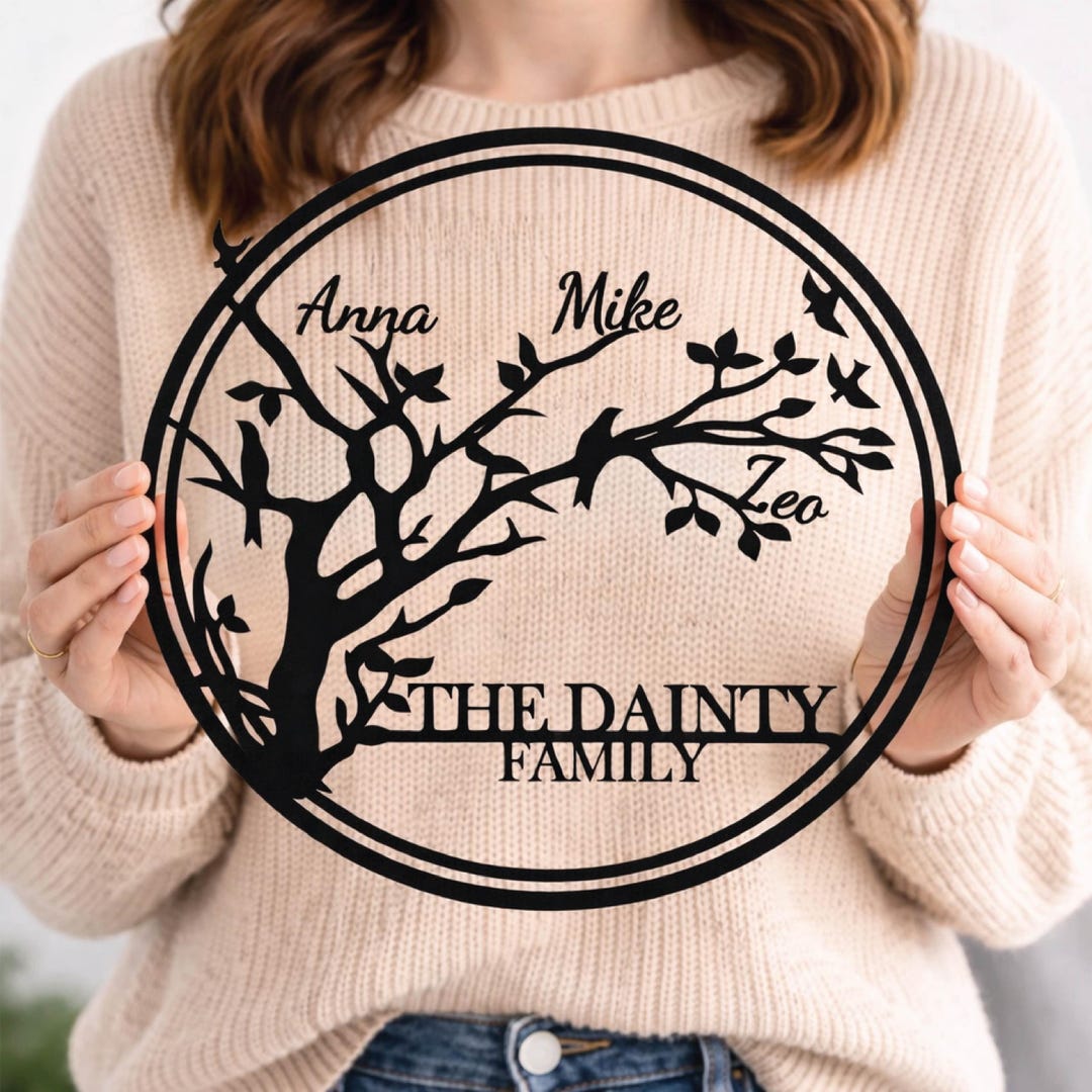 Personalized Family Tree Metal Sign, Custom Name Wall Art - Etsy
