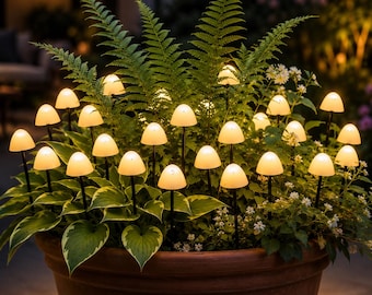 Solar Mushroom Garden Lights Set of 10 | 3.5M Fairy Outdoor Stake Lights | Waterproof LED Lawn Decor | Patio Holiday Garden Decoration