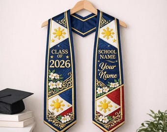 Aangepaste Filipijnse afstudeersjerp 2026, Filippijnse afstudeersjerp, stal Filipijnen Amerikaanse vlag, afstudeerstola Filipijnen, afstudeercadeau