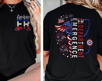 Custom ER Nurse Shirt, American Flag Emergency Department Tee