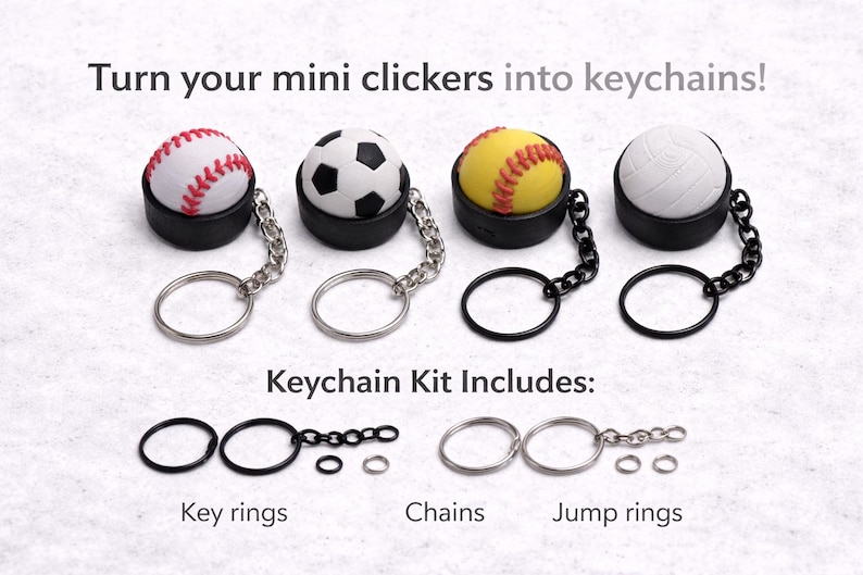 Keychain Kit Add-on | Key Rings, Chains for Clicker Toys - Etsy