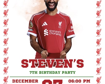 Liverpool Football Birthday Invitation Template, Boys Soccer Invite,Kids Sports Party, Editable Canva Template