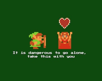 Pixel Art Valentine's Day Card - It's Dangerous to Go Alone Digital Download