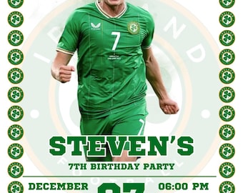 Ireland Football Birthday Invitation Template, Boys Soccer Invite,Kids Sports Party, Editable Canva Template