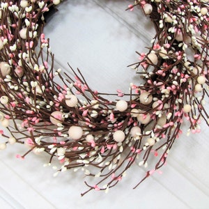 SMALL Pink & Ivory Berry Wreaths Every Day Wreaths Girls Baby Shower Decor Valentine Wreath Spring Mirror Wreath Berry Home Decor image 7