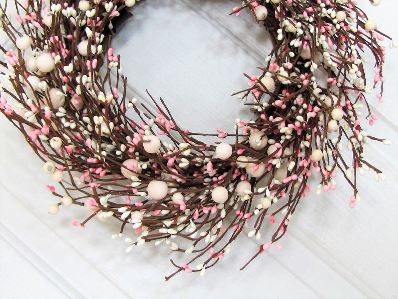 SMALL Pink & Ivory Berry Wreaths Every Day Wreaths Girls Baby Shower Decor Valentine Wreath Spring Mirror Wreath Berry Home Decor image 7