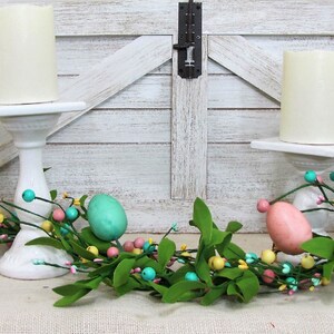 Easter Tablescape Easter Egg Garland Spring Floral & Berry Mantle Garland Easter Table Runner Garland for Mantel Spring Table Decor image 7