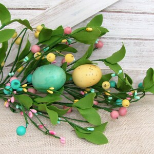 Pastel Easter Egg & Berry Spray Spring Floral Tablescape Country Home Decor Pastel Easter Egg Table Setting Modern Easter Decor image 4