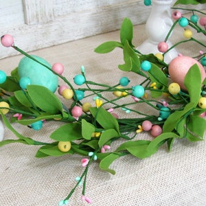 Easter Tablescape Easter Egg Garland Spring Floral & Berry Mantle Garland Easter Table Runner Garland for Mantel Spring Table Decor image 9