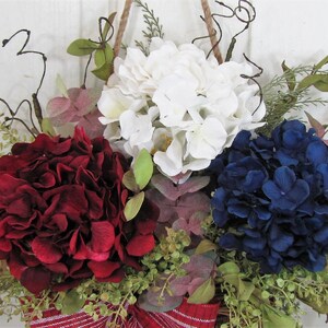 Patriotic Hydrangea Basket Wreath for Your Front Door or Home Wreath Basket for Door Every Day Outdoor Porch Decor Designawreath image 7