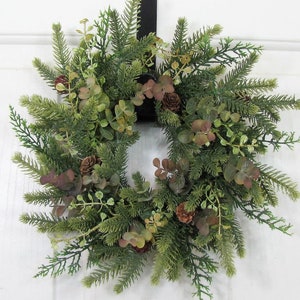 SMALL Eucalyptus and Pine Wreath Small Woodland Every Day Wreath or Candle Ring Pinecone Mirror Wreath Woodsy Wreaths Designawreath image 6