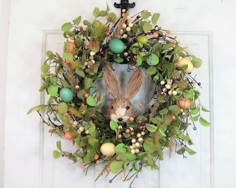 Spring Bunny & Egg Wreath - Woodsy Easter Wreath - Rustic  Bunny Wreath for Your Home Decor- Primitive Country Home Decor - Easter Egg