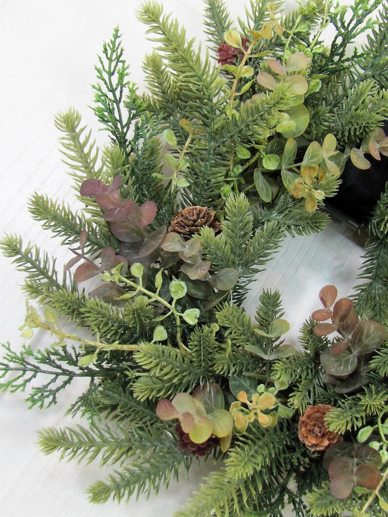 SMALL Eucalyptus and Pine Wreath Small Woodland Every Day Wreath or Candle Ring Pinecone Mirror Wreath Woodsy Wreaths Designawreath image 7